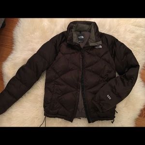 brown puffy jacket